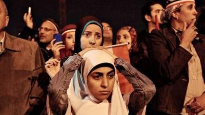 Anti-government protesters in Cairo's Tahrir Square listen in dismay as President Hosni Mubarak speaks to the nation.