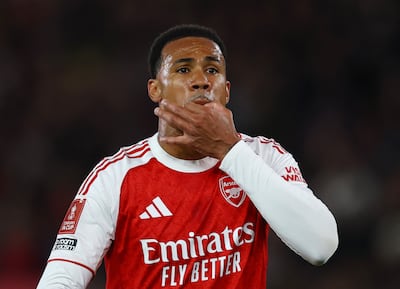 Arsenal defender Gabriel Magalhaes is a doubt for Tuesday's trip to Lisbon. Reuters