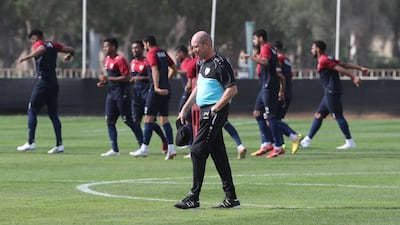 The Oman national football team take part in a training session in Abu Dhabi. AFP