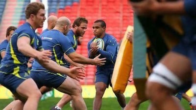 Australia practise at the Hunter Stadium in Newcastle, Australia, yesterday.