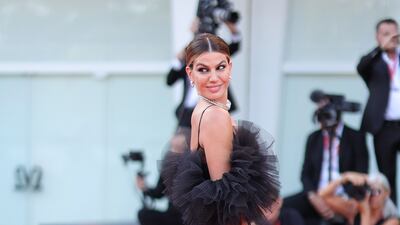 Bianca Brandolini wears a black tulle Giambattista Valli gown. Getty Images