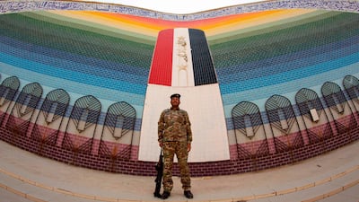 An Iraqi soldier at Al Rahman mosque, built in 1989, on the southern region of Al Faw on September 17, 2020. AFP