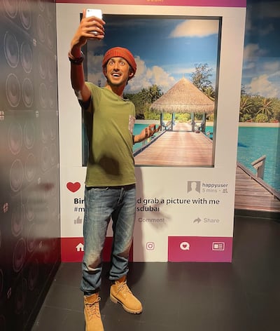 Take a selfie with social media star Bin Baz at Madame Tussauds Dubai. Janice Rodrigues / The National