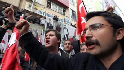 Turks protest against Nato’s deployment of a German Patriot missile defence system to protect Turkey in case neighbouring Syria launches an attack.