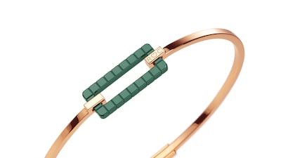 Bracelet in 18K rose gold and green ceramic