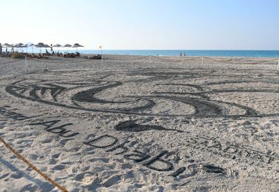 Nathaniel Alapide's latest temporary sand creation took 48 hours to produce. Khushnum Bhandari / The National