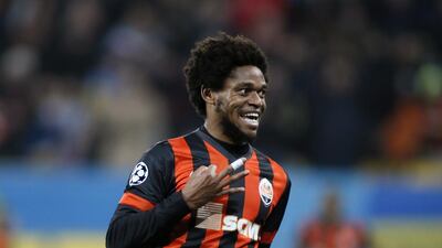 Shakhtar Donetsk's Luiz Adriano celebrates a goal during their Uefa Champions League match against BATE Borisov at the Arena Lviv stadium in Lviv, November 5, 2014. REUTERS/Gleb Garanich