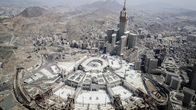 An aerial view of the holy Kaaba and the Grand Mosque compound during the Hajj pilgrimage in Makkah. EPA/MAST IRHAM