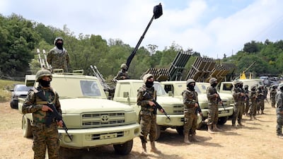 Light and heavy weapons and vehicles, including anti-aircraft weapons and these rocket launchers, were on display. EPA