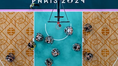 Team USA competes with Britain in the women's wheelchair basketball quarter final at the Paralympic Games in Paris. AFP