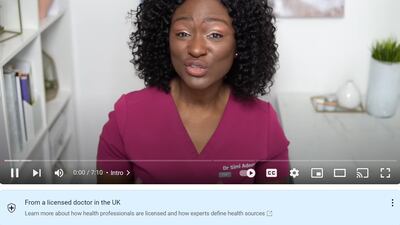 UK doctor Simi Adedeji is among the healthcare professionals to have their account verified by YouTube. Photo: YouTube