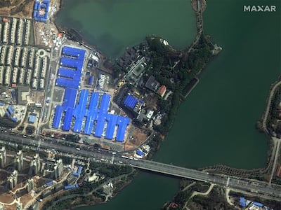A satellite image shows the Huoshenshan Hospital amid the coronavirus outbreak, in Wuhan, Hubei province, China February 22, 2020. Reuters