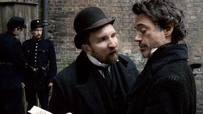 Robert Downey Jr, playing the world famous detective, in Guy Ritchie's new film, Sherlock Holmes.