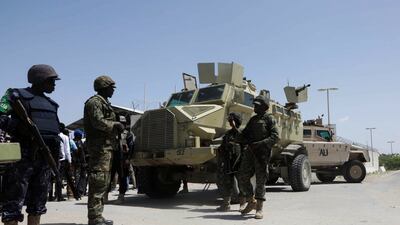 African Union peacekeepers provide security during the Somali presidential elections in Mogadishu. Reuters