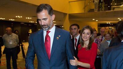 Spain's crown prince Felipe and the princess Letizia leave after their final presentation in Buenos Aires. Prince Felipe puts on a brave face, saying he expected Spain to rebound from the disappointment and make a bid for future games. Ivan Fernandez / AP???