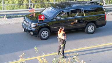 The convoy with US Vice President JD Vance arrives at the Buergenstock resort in Obbuergen, Switzerland, 21 June 2026. After the signing of a framework agreement on peace in France this week the delegations of the USA and Iran meet at the Buergenstock resort to discuss further details and technical issues. EPA / URS FLUEELER