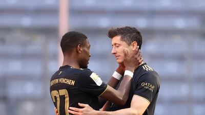 Kingsley Coman of Bayern with Robert Lewandowski. Getty