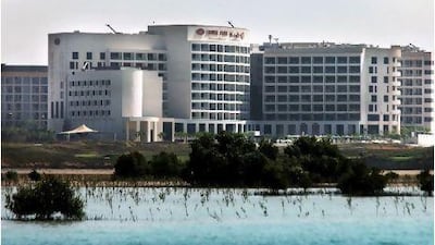 Abu Dhabi, United Arab Emitrates - A view of Yas Island hotels from the waterway around Yas Marina & Yacht Club. ( DELORES JOHNSON / The National )