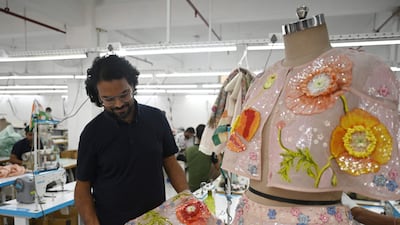 Mishra reflects the same artistic urge as Monet who depicted nature on canvas. Mishra exhibits nature on haute couture gowns, known for their bursts of embroidered floral colours and petal-shaped ornamental flourishes