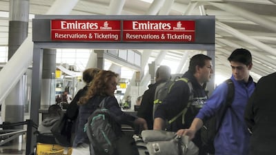 An Emirates Airlines ticket desk at JFK International Airport in New York. It has been a challenging year for the global aviation industry. Lucas Jackson/Reuters