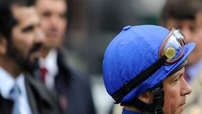Jockey Frankie Dettori, right, thanked Sheikh Mohammed bin Rashid, Vice-President of the UAE and Ruler of Dubai, for giving him the opportunity to ride for Godolphin.