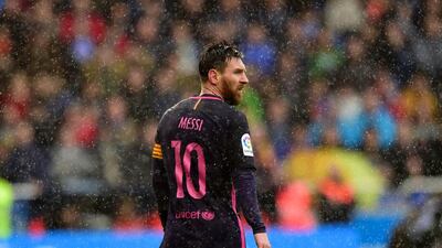Barcelona’s Argentine forward Lionel Messi looks on. Miguel Riopa / AFP