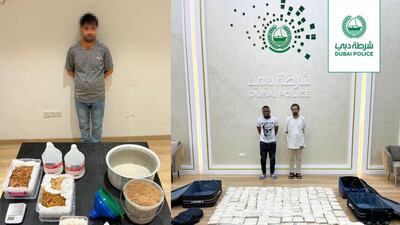 Dubai Police seized 111kg of drugs, including 99kg of Captagon. Photo: Dubai Police