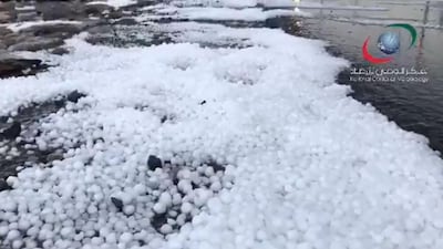 This image from a weather authority video shows the size of the ice balls. Courtesy: National Meterology Centre