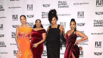 From left: Amber Stevens West, Leigh Davenport, Corbin Reid and Bresha Webb pose on the red carpet. AFP