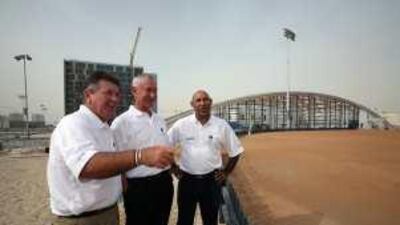 The GlobalCricket Academy's director of coaching, Rod Marsh, left, with the new head coaches Dayle Hadlee and Nudassar Nazar.