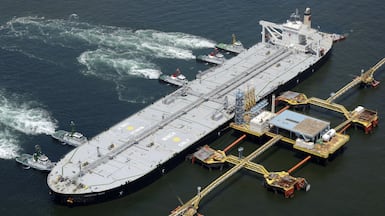 The Idemitsu Maru, known as a 'very large crude carrier', arrives in Chita, Japan after crossing the Strait of Hormuz, carrying two million barrels of Saudi oil. Reuters