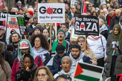 London's Palestine marches have attracted hundreds of thousands of people. EPA