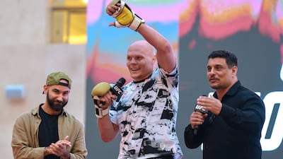 Bogdan Guskov waves to the crowd.