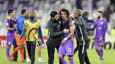Mohamed Abdulrahman celebrates Al Ain's win. Chris Whiteoak / The National