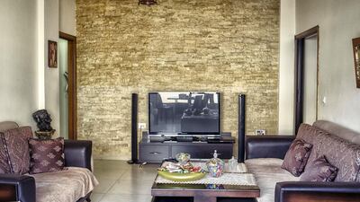 The main room of Ms Hajjar's new apartment in Beirut granted to her by the UAE. Adib Chowdhury for The National
