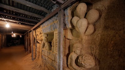 The Assad regime celebrated retaking Jobar by commissioning artworks in former rebel tunnels. EPA