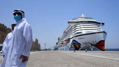 AIDA Prima, the flagship of AIDA Cruises, docks at Port Rashid in Dubai. AFP