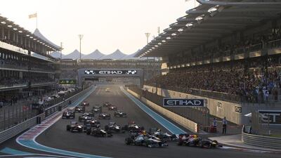 The field, at the start of the 2013 Etihad Airways Abu Dhabi Grand Prix.