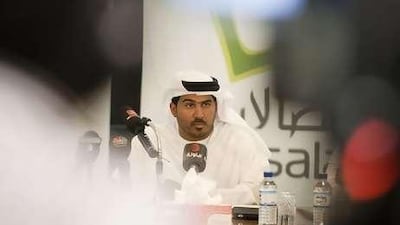 Khalifa al Shamsi, senior vice president of marketing for Etisalat, responds in a press conference to the announcement of BlackBerry suspension.