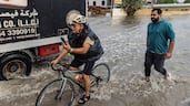A waterlogged street in Al Quoz after heavy rain in Dubai and the northern emirates caused isolated flooding and disruption on roads. Antonie Robertson / The National
