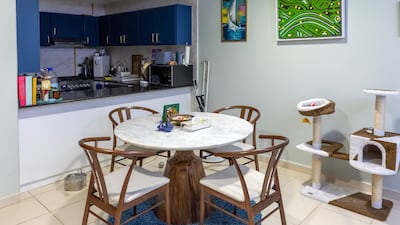 The dining area. She shares the JVC home with her two cats