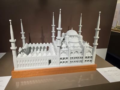 Models of some of the world's most famous mosques are on display. Katy Gillett for The National