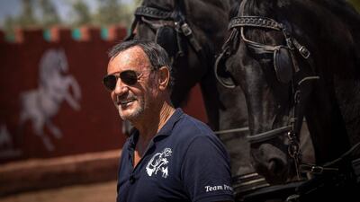 French horse master Joel Proust during a training session in Marrakesh. He hopes his stallions will soon return to the film locations in Morocco that made his name, such as the set of "Game of Thrones". AFP