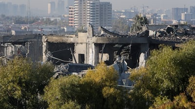 The home of Iraqi Kurdish businessman Peshraw Dizayee, destroyed by an Iranian missile attack on Erbil, Iraq. Reuters