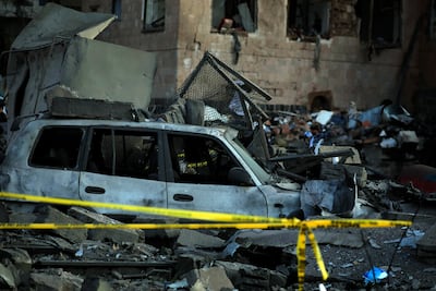 An event hall struck by US air strikes in Sanaa on Thursday. EPA