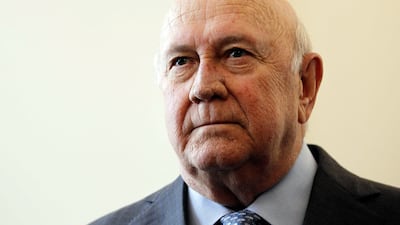 (FILE) - Former President Frederik Willem de Klerk of South Africa attending the 12th Europe Lecture in the Hague, The Netherlands, 25 October 2013. FW de Klerk Foundation said on 11 November the former South African president died at 85 years old. EPA / BAS CZERWINSKI