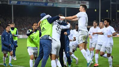 Zirkzee celebrates with team-mates. Getty
