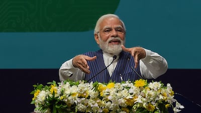 India's Prime Minister Narendra Modi during the launch of 'Digital India Week 2022’ in Gandhinagar, on July 4. AFP