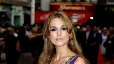 Keira Knightley, in a Grecian-inspired gown, arrives at the premiere of 'Pride & Prejudice' at the Odeon Leicester Square in London, England, on September 5, 2005.