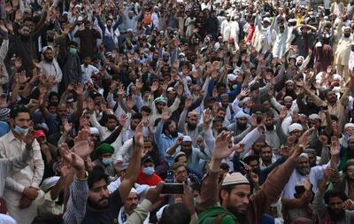 TLP supporters are calling on the Pakistani government to expel the French ambassador and cut ties with France. EPA